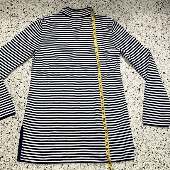 Tory Burch navy white stripe tunic long sleeve red embroidery medium m - Picture 6 of 7